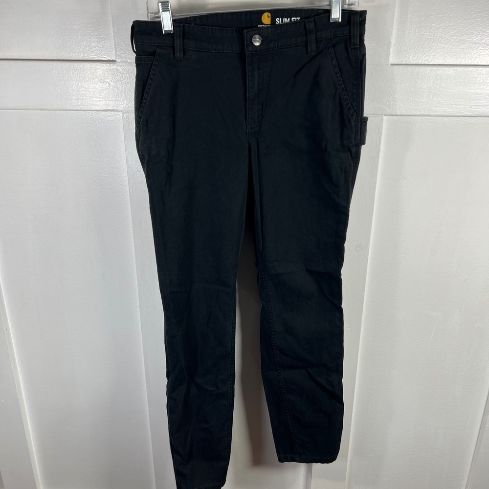 Carhartt Slim Fit Canvas Double Front Utility Pants Black 103224 Womens 6 Reg